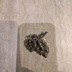 Vintage Sterling by Jewelart Silver Filigree Leaf Brooch Pin Mid Century 9.7g